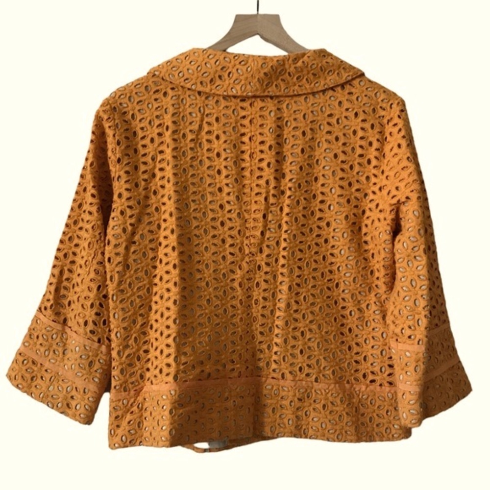 Chico’s Orange Eyelet embroidered Jacket blazer size M - Picture 2 of 15